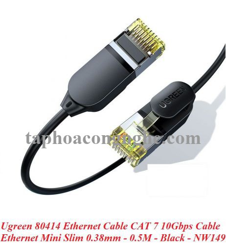 Ugreen 80414 0.5M 10Gbps màu đen cáp mạng CAT7 siêu mỏng nhỏ 0.38mm NW149 30080414